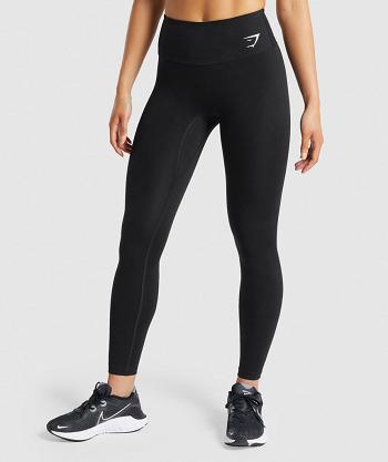 Legginsy Damskie Gymshark Treningowe Czarne | PL 2233QMA